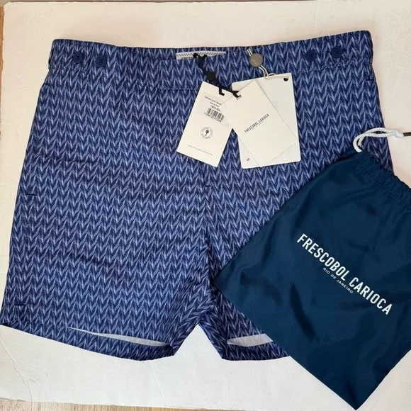 NWT FRESCOBOL CARIOCA Tailored Swim Shorts Micro Lencois With Branded Travel Bag - Picture 2 of 16